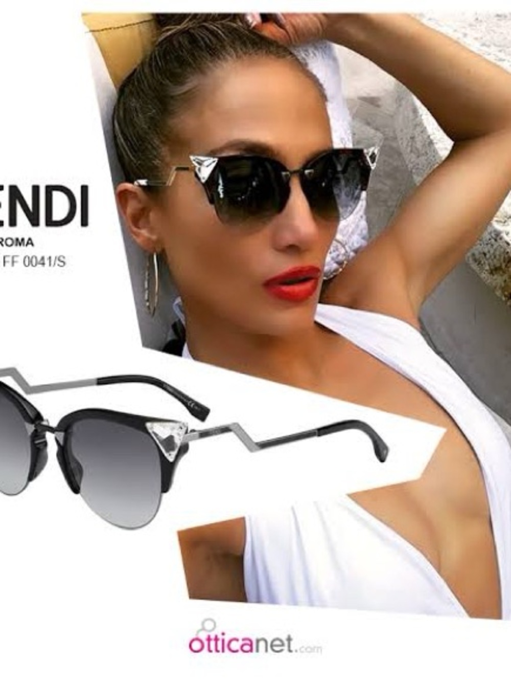 Fendi Cat-Eye Sunglasses with Crystal Accents